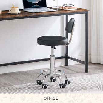 Tall 6-tier ladder bookshelf with gold metal frame and white marble shelves styled in a modern home office.