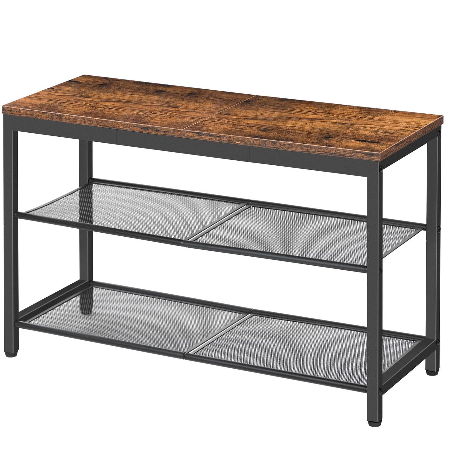 HOOBRO 29.5-inch Industrial Style 3-Tier Shoe Rack with Mesh Shelf