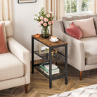 HOOBRO 3-Tier Narrow Side Table with Adjustable Shelves