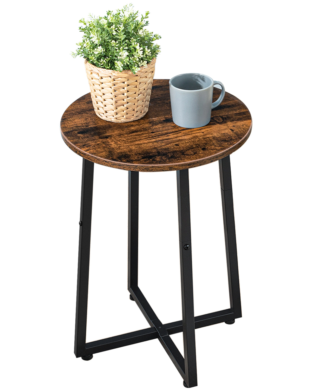 HOOBRO 15.7-inch Round Side Table with Sturdy Metal Pedestal