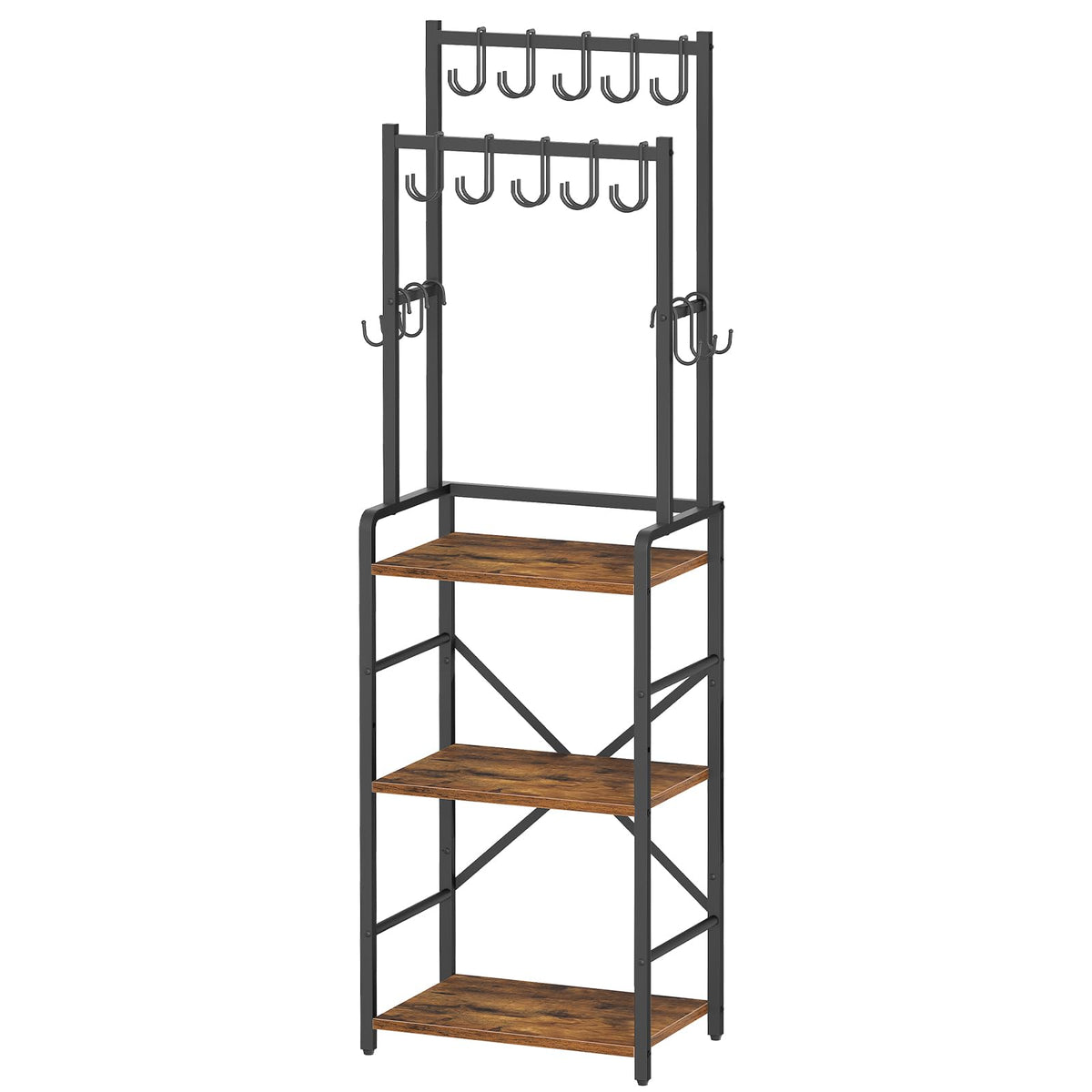 HOOBRO Tall Purse Organizer for Closet, 3-Tier Handbag Rack with 10 J-Hooks