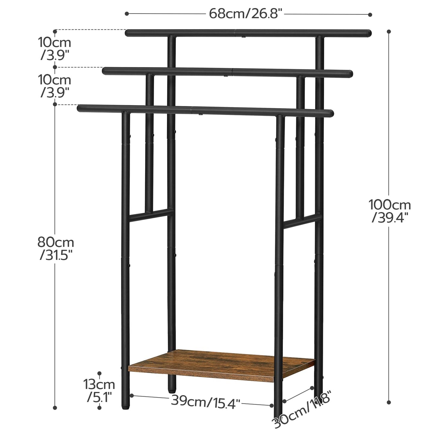 HOOBRO 39.4 inch Tall 3-Tier Freestanding Towel Rack with Shelf