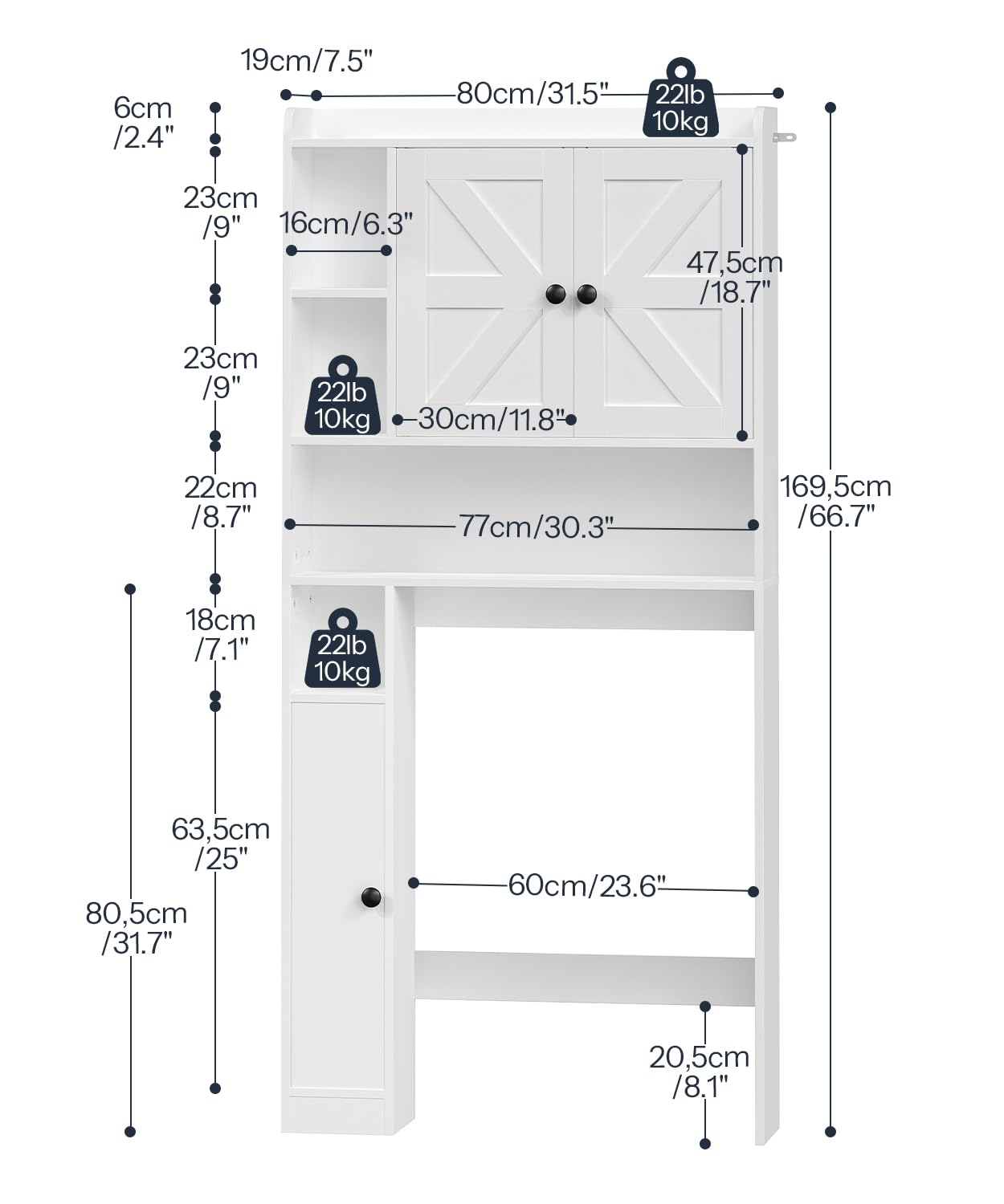 HOOBRO Farmhouse Over The Toilet Storage Cabinet