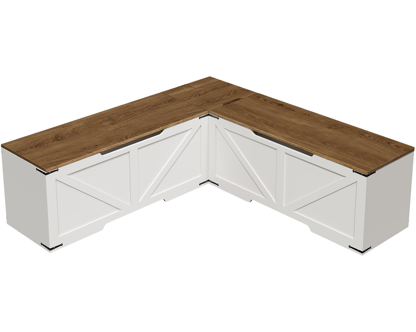 HOOBRO Farmhouse Style L Shape Kitchen Breakfast Nook Bench with 3 Compartments