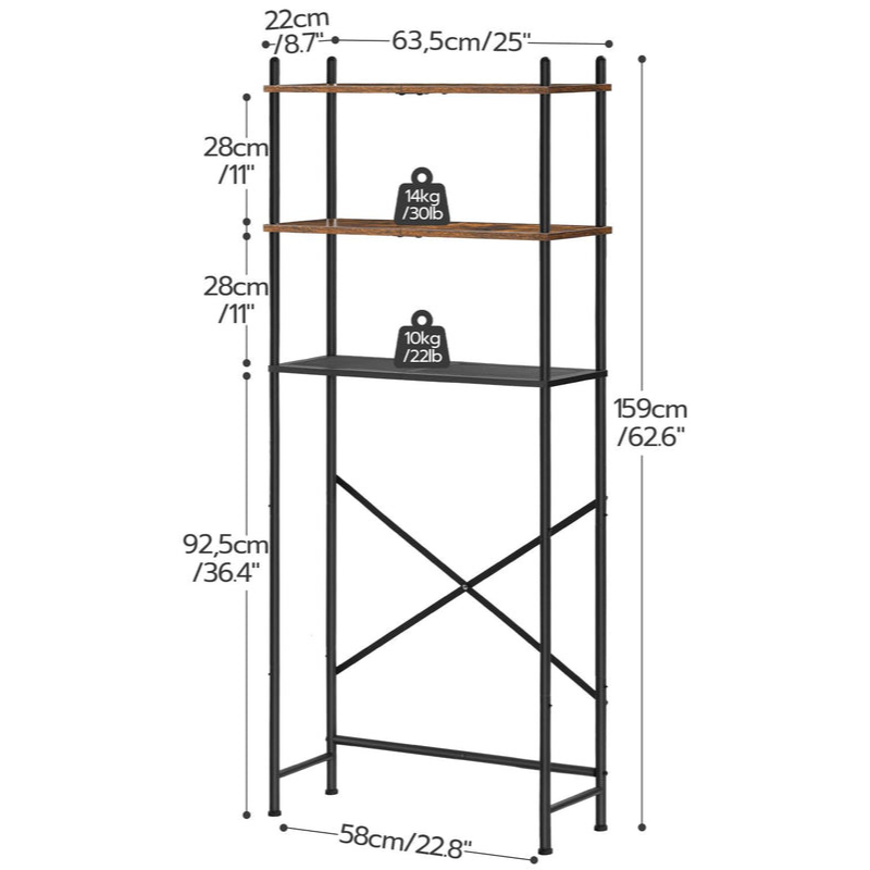 HOOBRO 3-Tier Toilet Above Shelf with Adjustable Feet