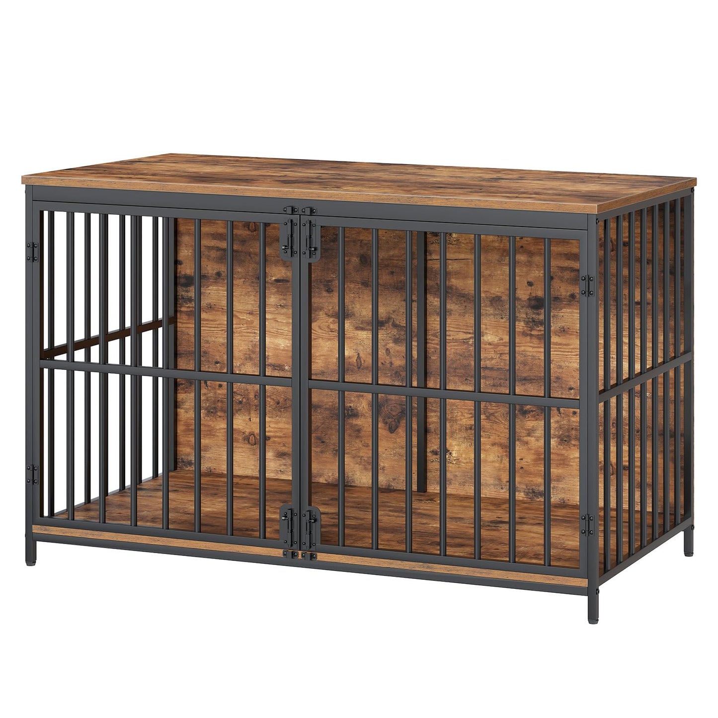 HOOBRO Vintage Brown 46.5-inch Wooden Large Dog Cage with Decorative Side Table