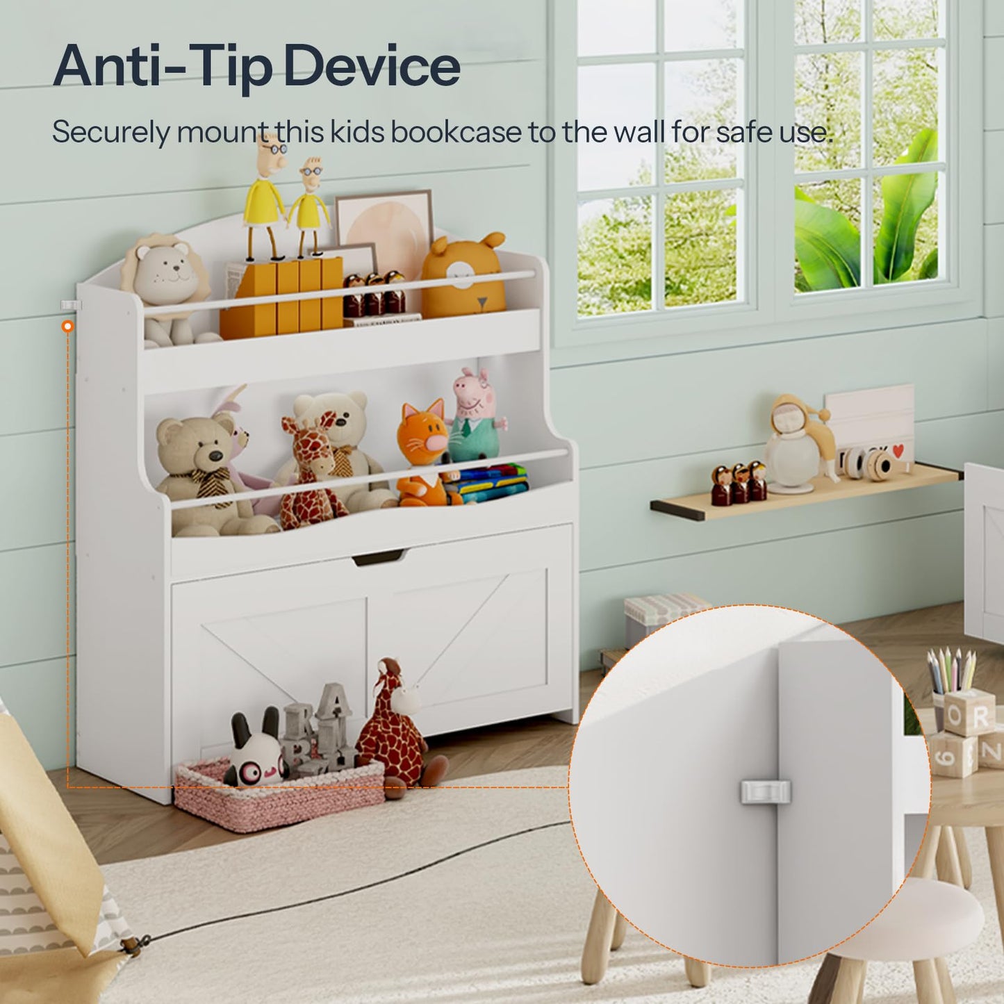 HOOBRO Kids Bookshelf with Movable Drawers