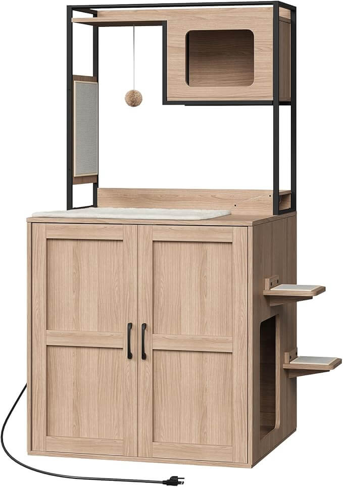 HOOBRO Automatic Cat Litter Box Enclosure with Charging Station