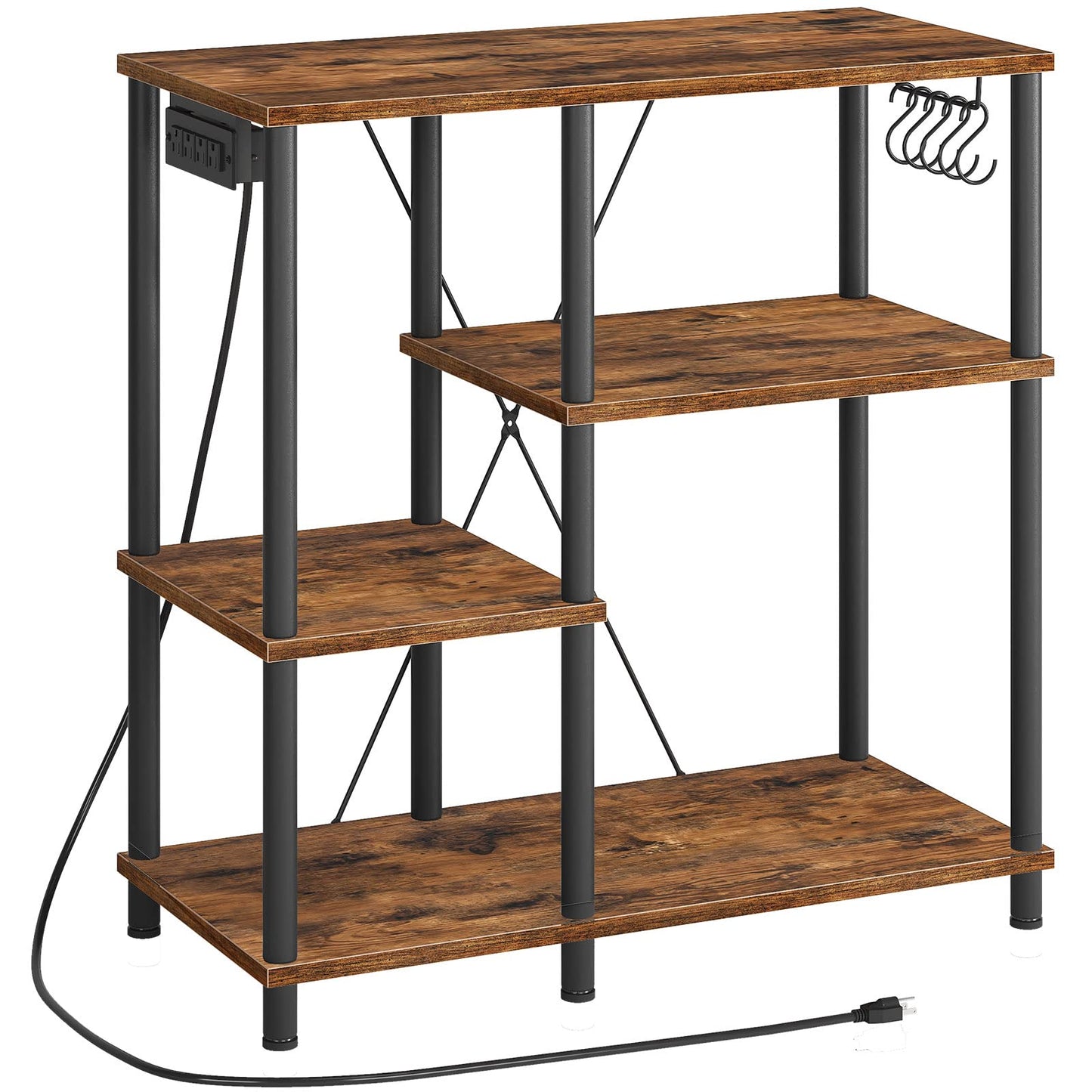 HOOBRO Microwave Bakers Rack with Power Outlet