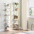 HOOBRO Marble DIY 6-Tier Wooden Wall-Mounted Bookshelf