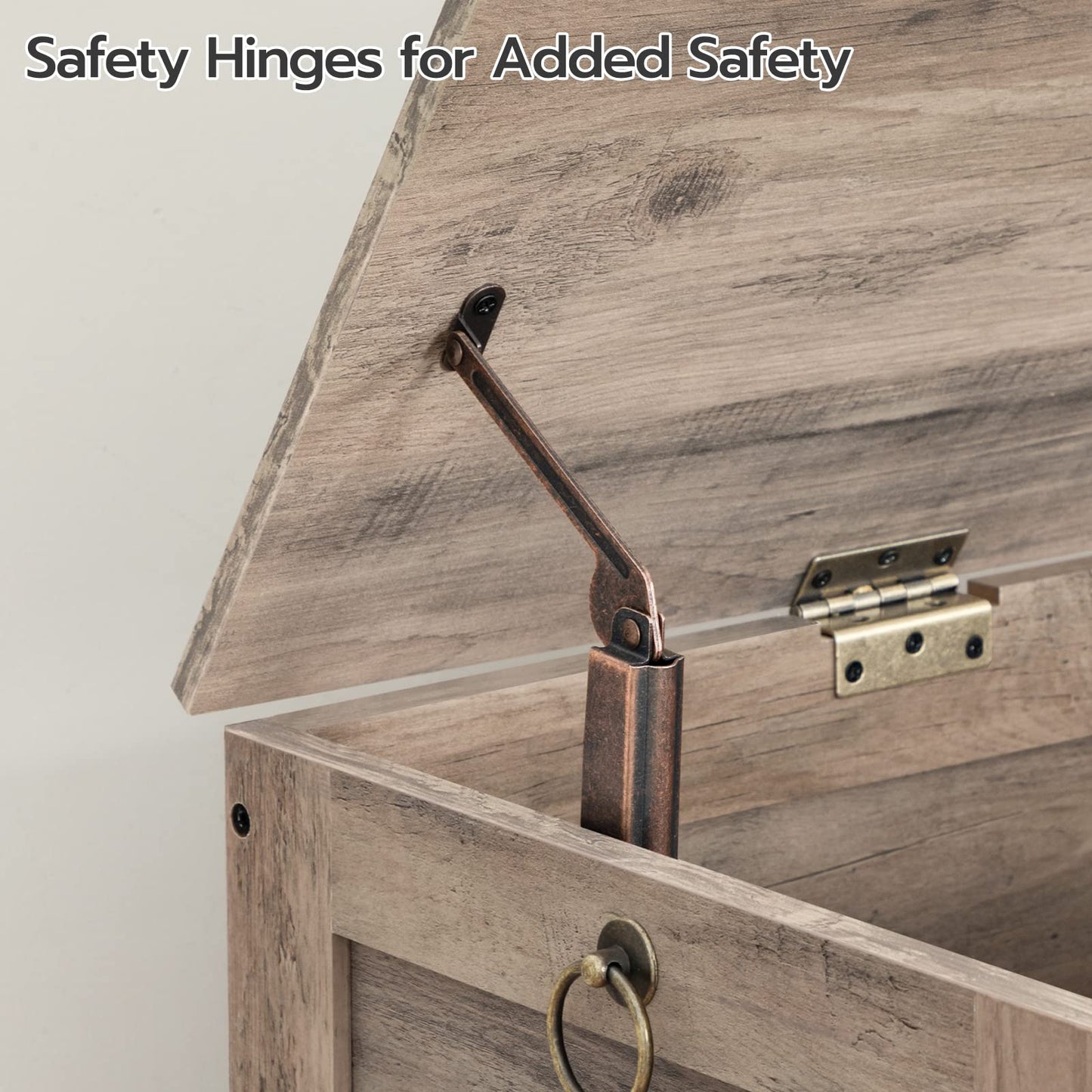 HOOBRO Wooden Storage Chest with Safety Hinge