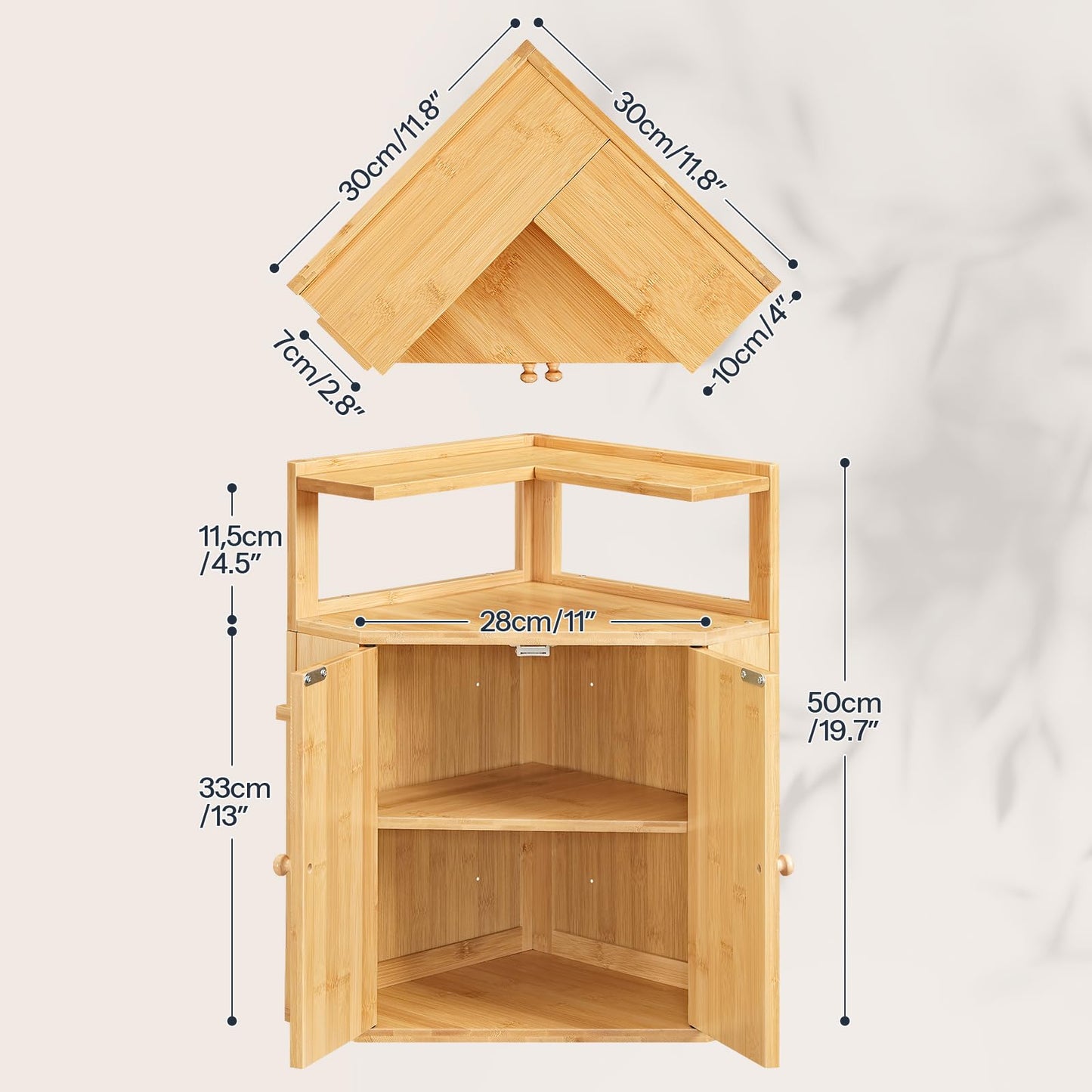 HOOBRO Bamboo Corner Bread Box for Kitchen