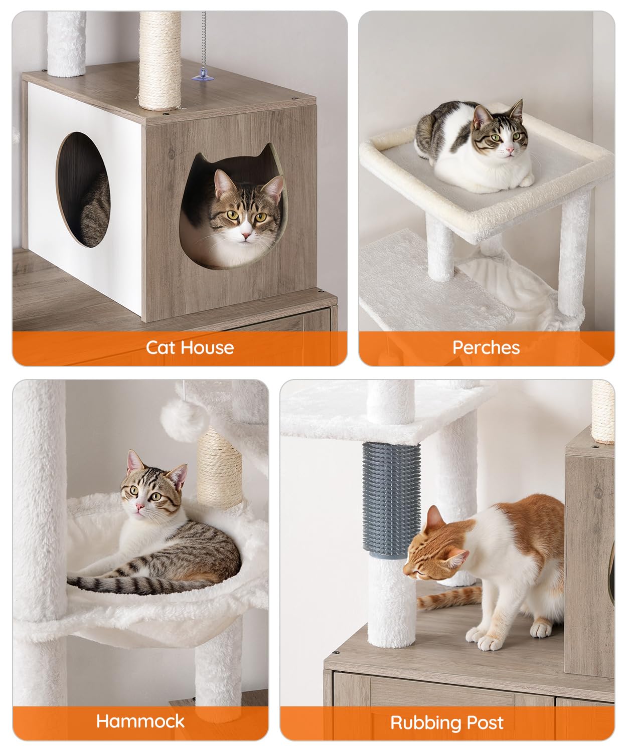 HOOBRO Cat Tree with Hidden Litter Box Enclosure & Sisal Posts