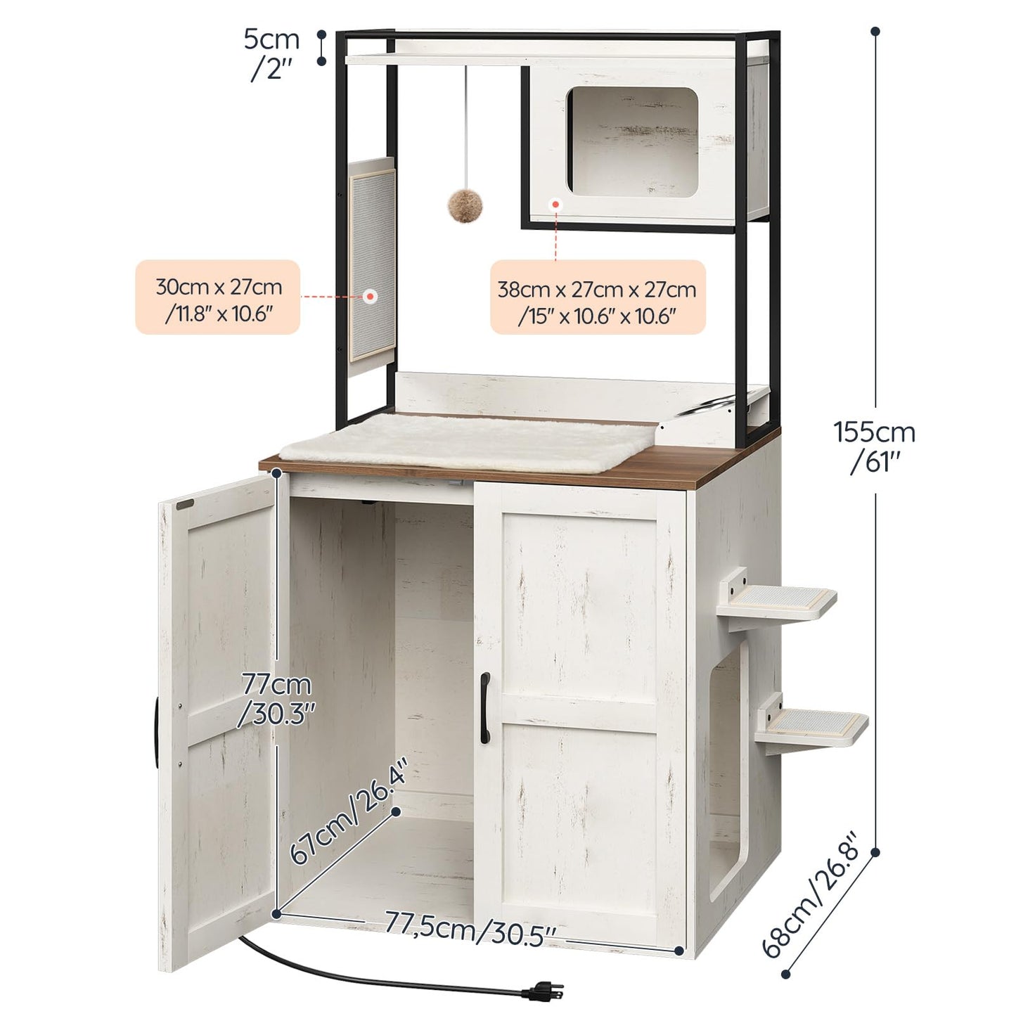 HOOBRO Cat Automatic Litter Box Enclosure Furniture with Charging Station
