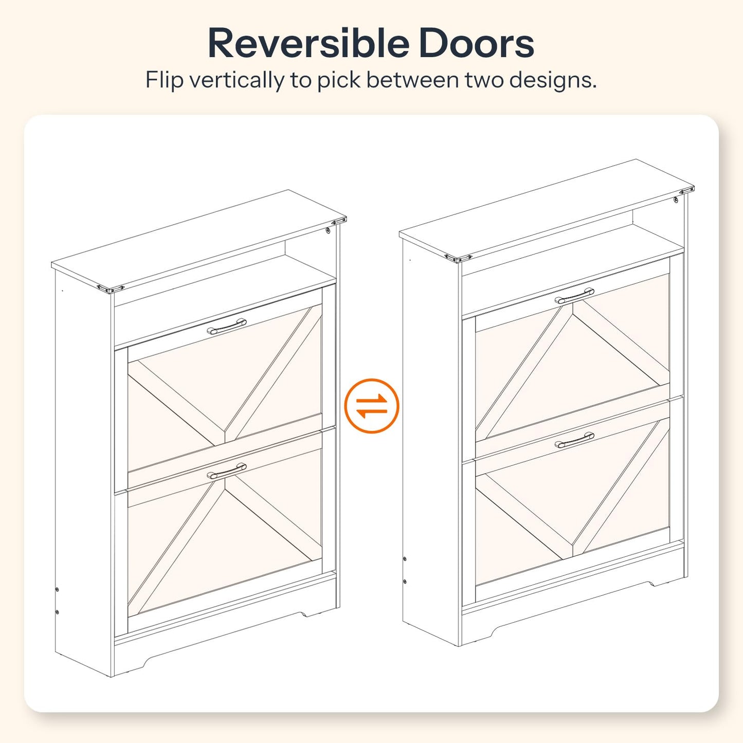 HOOBRO 31.5-inch L Farmhouse Shoe Storage Cabinet with 2 Flip Drawers