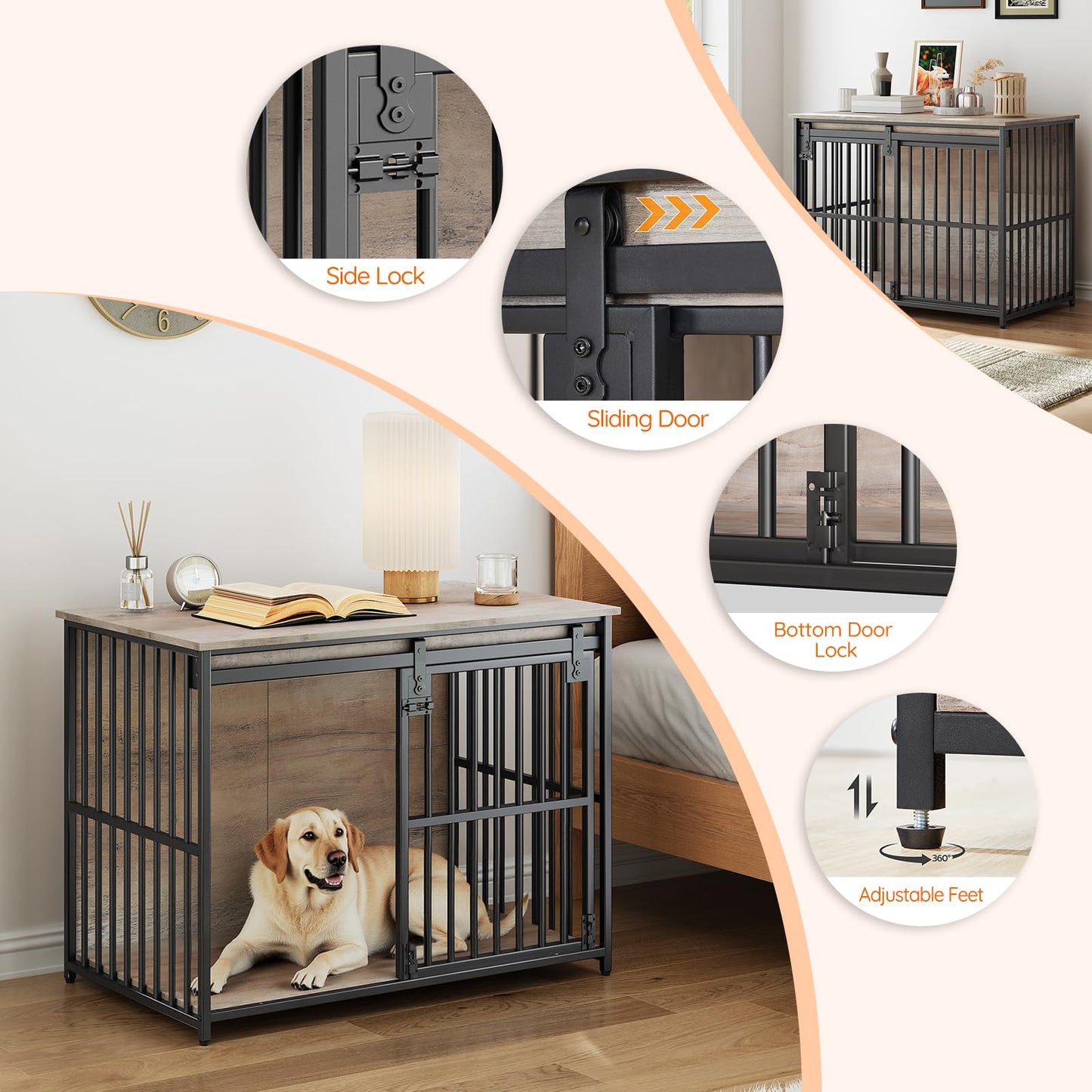 HOOBRO Dog Crate & Dog Kennel with Sliding Barn Door