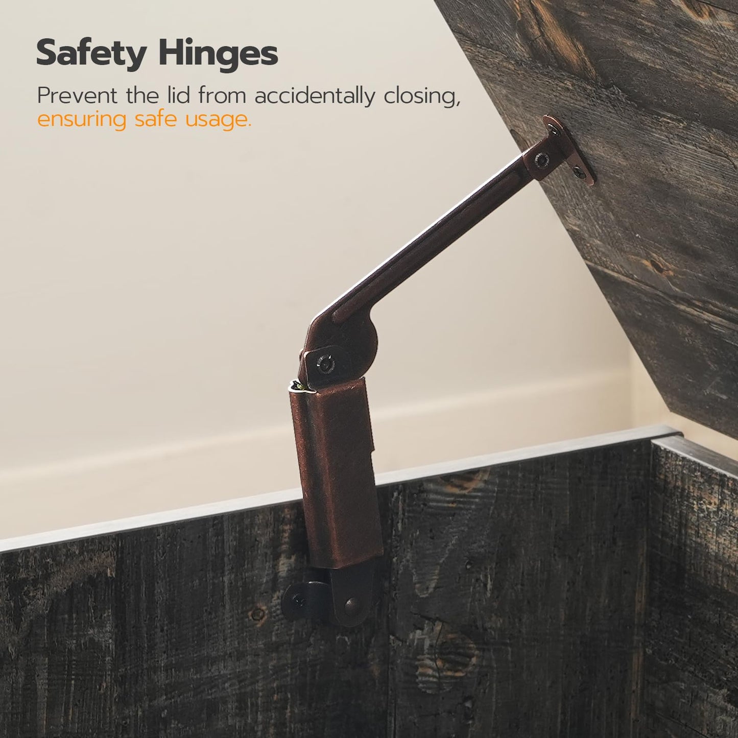 HOOBRO 39.3-inch Wooden Toy Box Storage Box with Drawers & Safety Hinges & U-Shaped Opening