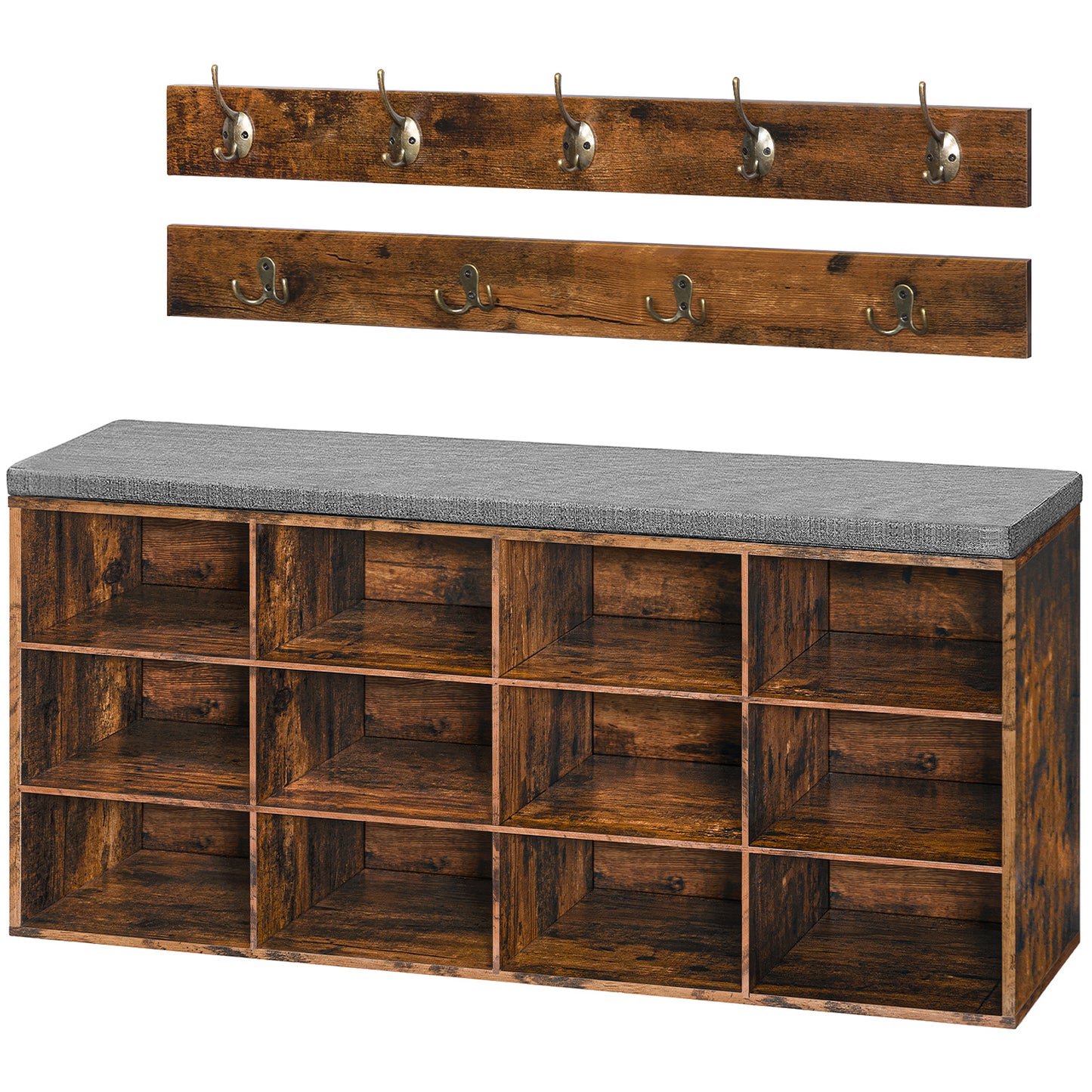 HOOBRO 39.4-inch Padded Shoe Cabinet Bench with Compartments