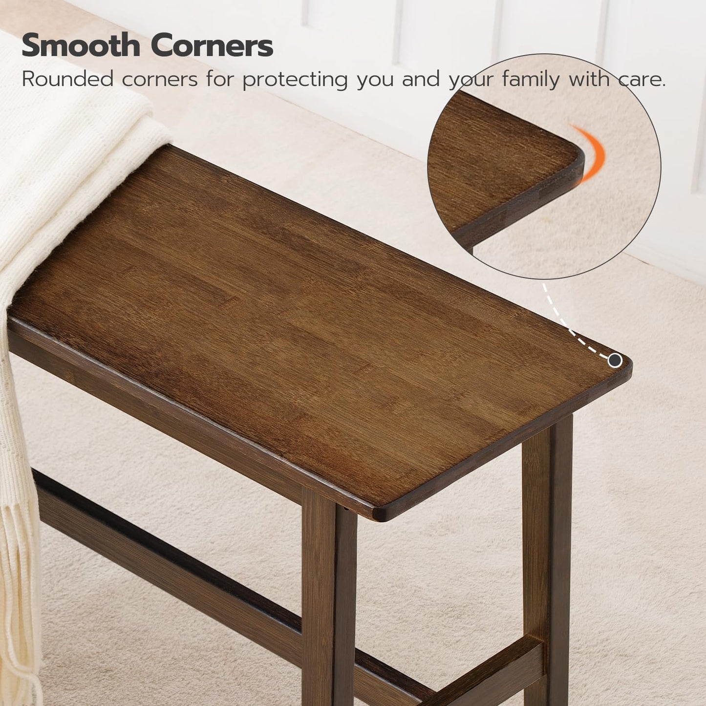 HOOBRO 39.4-inch Farmhouse Style Bamboo Dining Bench