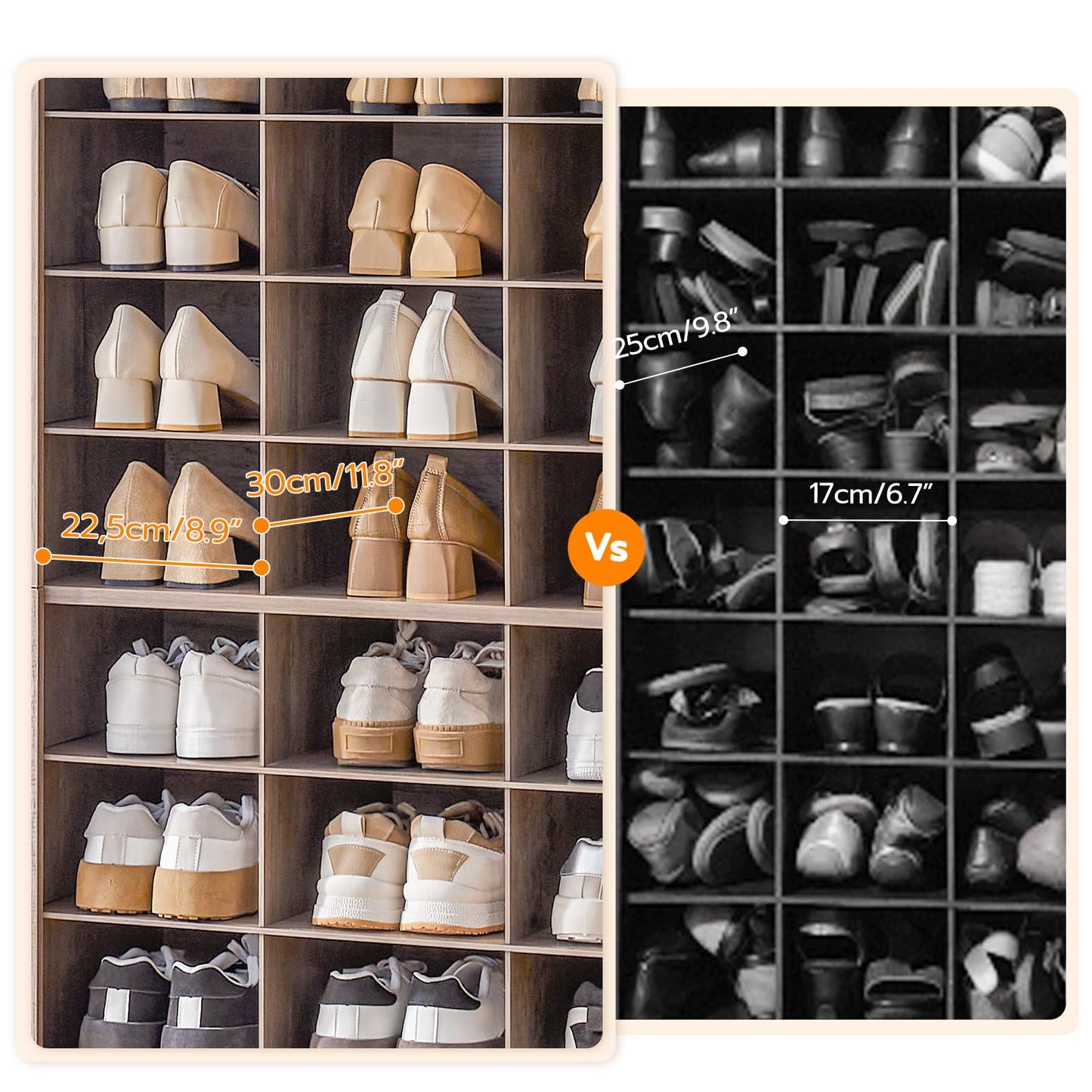 HOOBRO 9-Tier Shoe Storage Cabinet with 24 Compartments & 3 Hooks