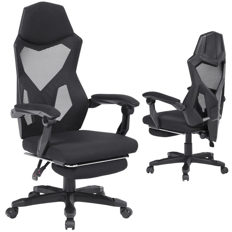HOOBRO Ergonomic Office Chair with Wheels, Computer Desk Chairs with Lumbar Support, Adjustable Height and Back Angle, High-Back with Mesh, Armrests, Thick Seat Cushion, and Leg Rest