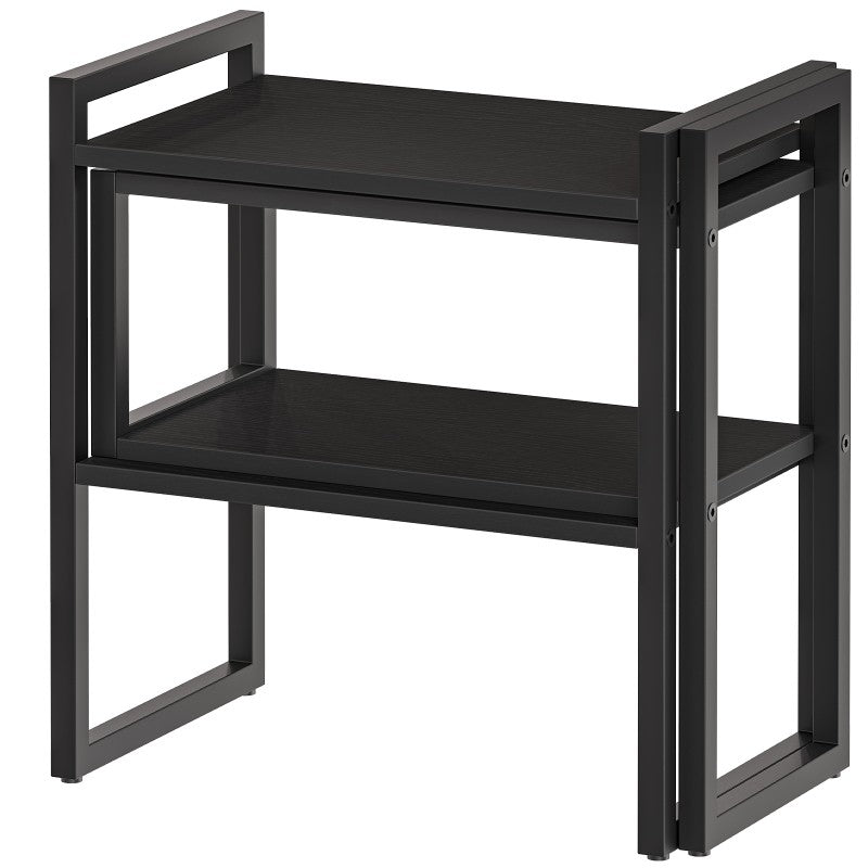 HOOBRO Desk Shelf Organizer, Adjustable Desktop Bookshelf, 2-Tier Shelf for Top of Desk, Wooden Office Storage Rack, for Office, Study, Kitchen, Dorm