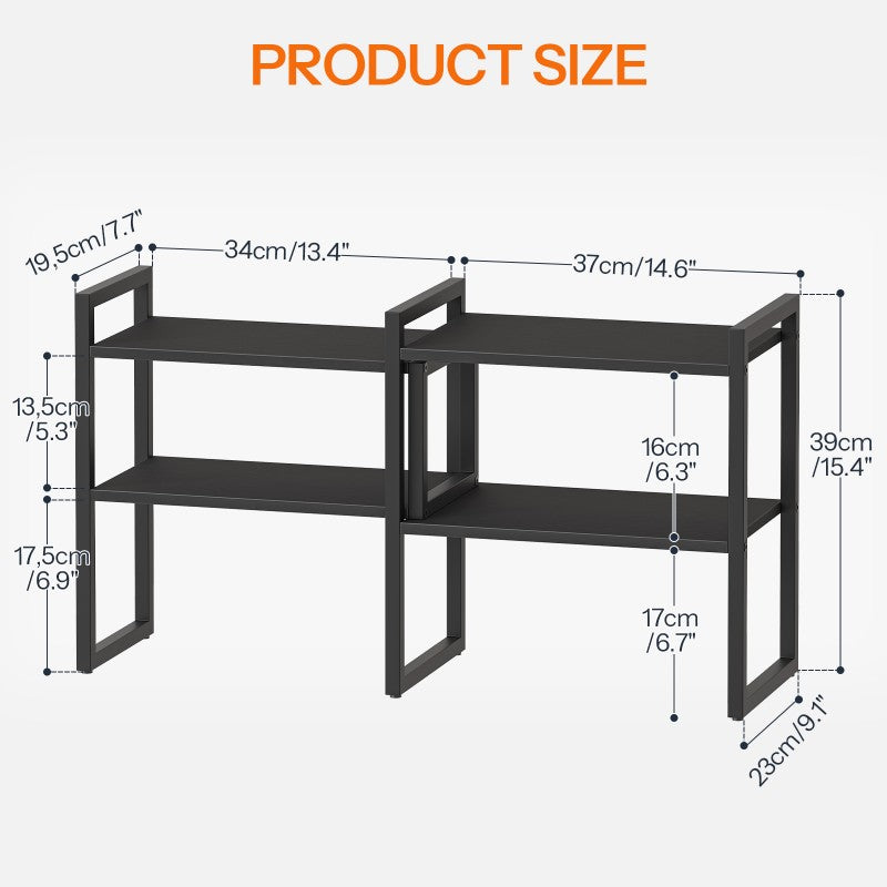 HOOBRO Desk Shelf Organizer, Adjustable Desktop Bookshelf, 2-Tier Shelf for Top of Desk, Wooden Office Storage Rack, for Office, Study, Kitchen, Dorm
