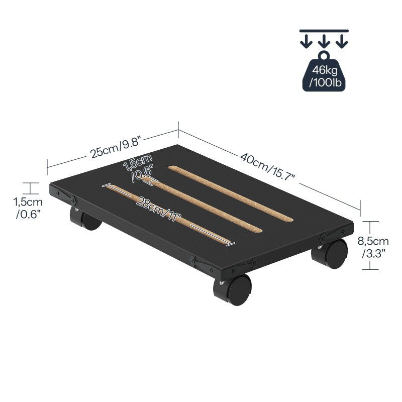 HOOBRO Mobile PC Stand, Ventilated Computer Tower Stand, PC Tower Holder with 4 Caster Wheels, CPU Holder Under Desk Fits Most Computer Host, for Office, Gamers