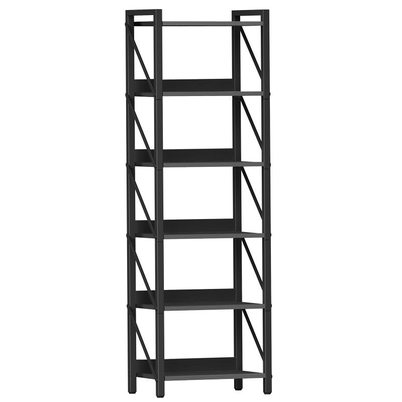 HOOBRO Bookshelf, 6-Tier Industrial Bookcase, Book Shelf Storage Organizer, Tall Bookshelf with Metal Frame for Living Room, Bedroom, Home Office, Kitchen