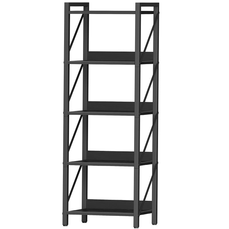 HOOBRO Bookshelf, 5-Tier Industrial Bookcase, Book Shelf Storage Organizer, Tall Bookshelf with Metal Frame for Living Room, Bedroom, Home Office, Kitchen