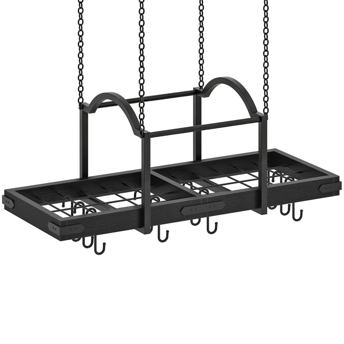 HOOBRO Ceiling Mounted Hanging Pot and Pan Rack with Hooks for Kitchen Island
