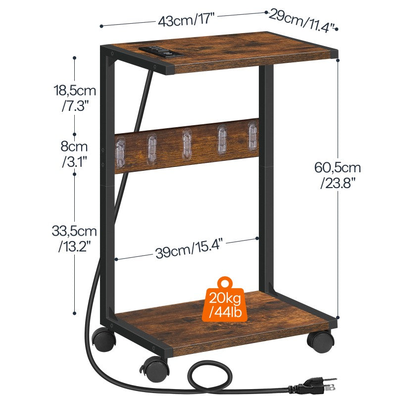 HOOBRO Computer Tower Stand, PC Stand with Charging Station, 2-Tier PC Tower Stand with Locking Caster Wheels, CPU Stand Fits Most PCs, PC Stand for Floor, for Home Office