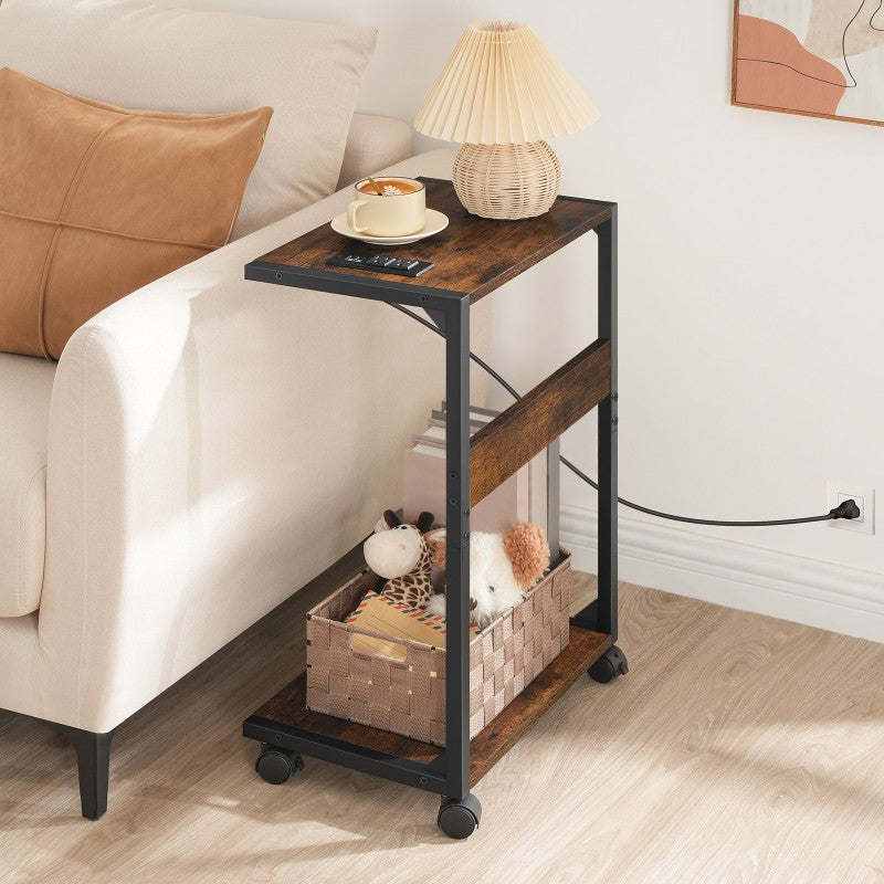 HOOBRO Computer Tower Stand, PC Stand with Charging Station, 2-Tier PC Tower Stand with Locking Caster Wheels, CPU Stand Fits Most PCs, PC Stand for Floor, for Home Office