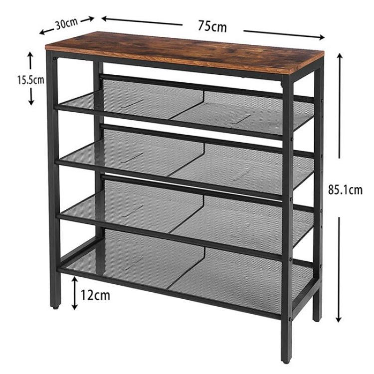 HOOBRO Shoe Rack, 5-Tier Shoe Storage Unit Flat & Slant Adjustable Shoe Organizer Shelf for 16 Pairs, Durable and Stable, for Entryway, Hallway, Closet, Dorm Room, Industrial