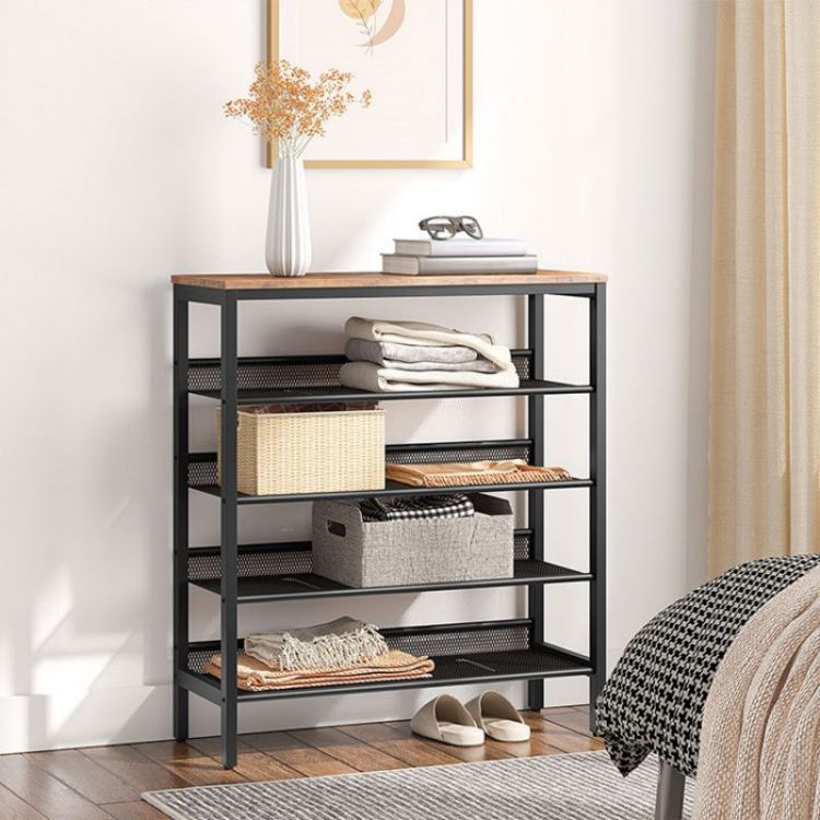 HOOBRO Shoe Rack, 5-Tier Shoe Storage Unit Flat & Slant Adjustable Shoe Organizer Shelf for 16 Pairs, Durable and Stable, for Entryway, Hallway, Closet, Dorm Room, Industrial