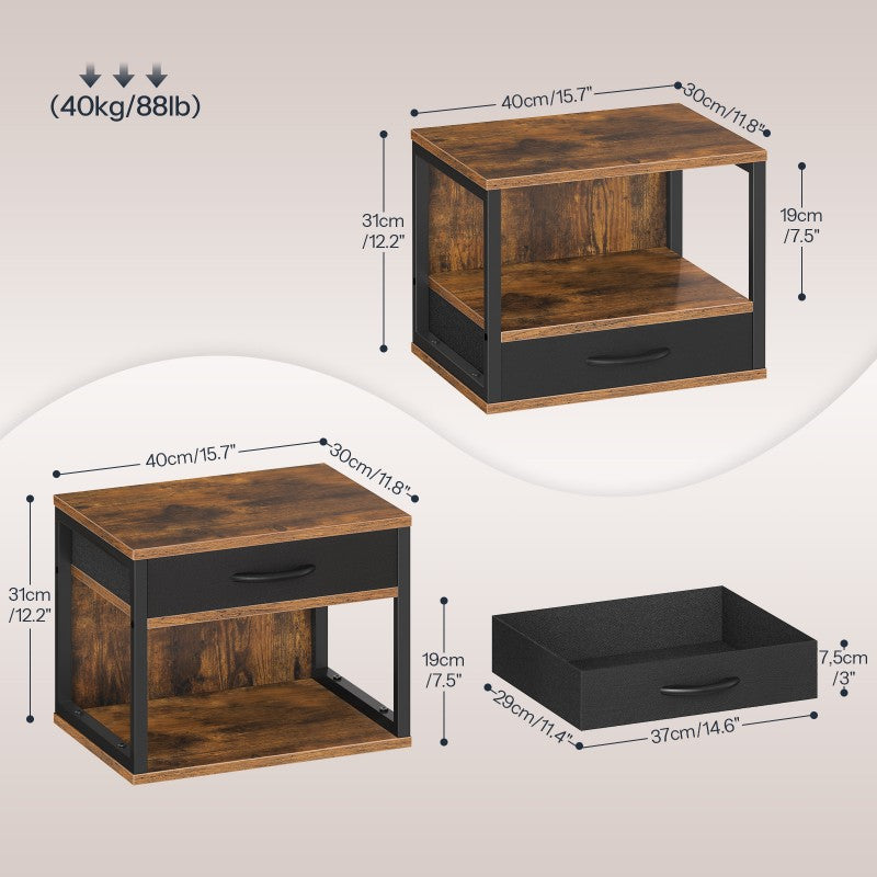 HOOBRO 2-Tier Desktop Printer Stand with Drawer, Under-Desk Printer Table with Storage Shelf, for Home Office, Kitchen, Fax Machine, Scanner