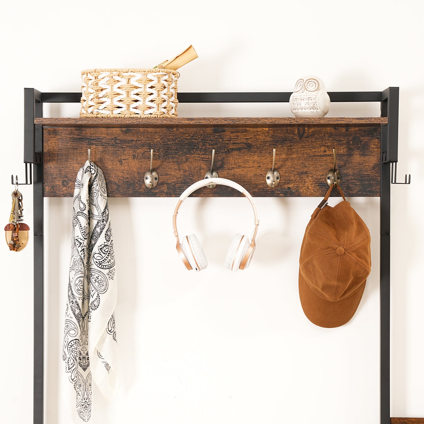 HOOBRO Hall Tree with Bench and Shoe Storage, Entryway Bench with Coat Rack, Shoe and Coat Rack for Entryway, Coat Rack with Shoe Storage and Reversible Storage Shelves