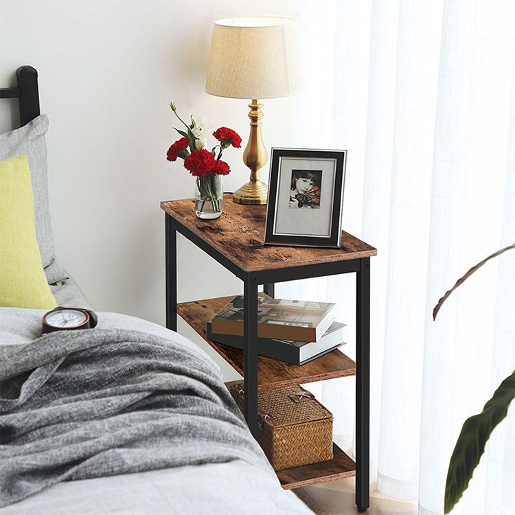 HOOBRO 3-Tier Rustic Industrial End Table, Narrow Nightstand for Small Spaces - Easy Assembly