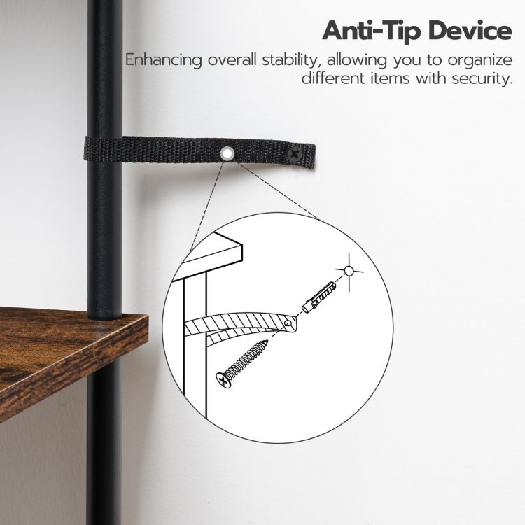 HOOBRO Corner Shelf Stand, 64.8" Tall Industrial Corner Cabinet with Doors, 5-Tier Corner Bookcase, Corner Display Cabinet Plant Stand, Display Shelves Rack for Living Room