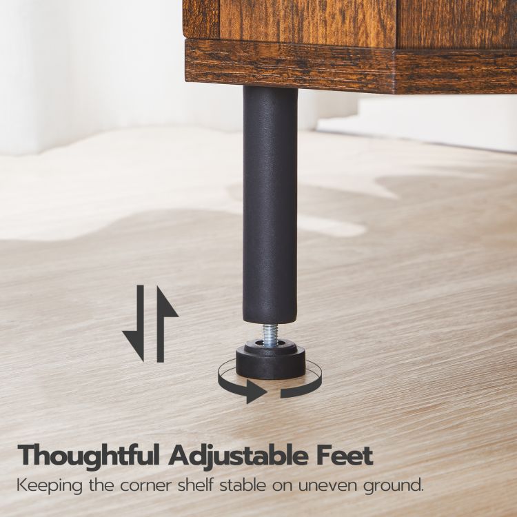 HOOBRO Corner Shelf Stand, 64.8" Tall Industrial Corner Cabinet with Doors, 5-Tier Corner Bookcase, Corner Display Cabinet Plant Stand, Display Shelves Rack for Living Room