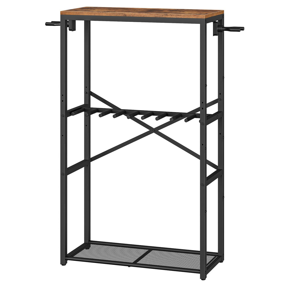 HOOBRO Heavy Duty Metal Rifle Rack with Wood Top Board, Free Standing Gun Storage
