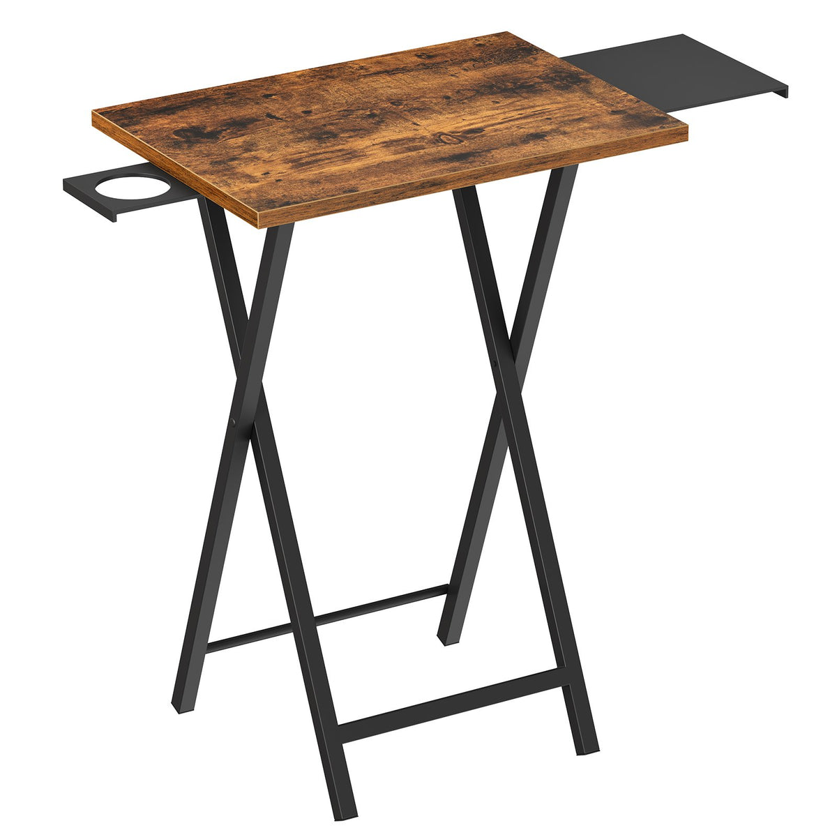 HOOBRO Folding TV Tray Table with Pull-Out Mouse Pad and Cup Holder