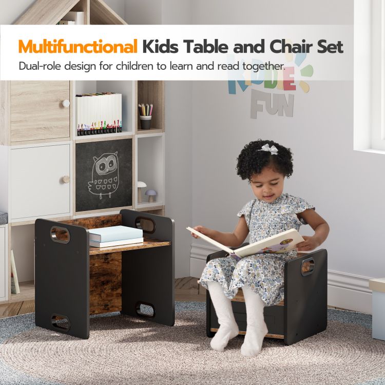 HOOBRO Montessori Weaning Table and Chair Set, Toddler Table and Chair Set, Montessori Furniture for Kids 1-3 Year Old, Kids Table and Chair Set for Reading