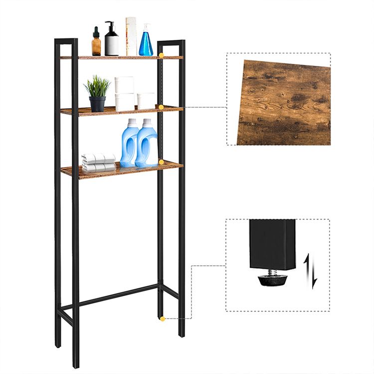 HOOBRO Over The Toilet Storage, 3-Tier Industrial Bathroom Organizer, Shelves with Adjustable Feet, Easy to Assembly