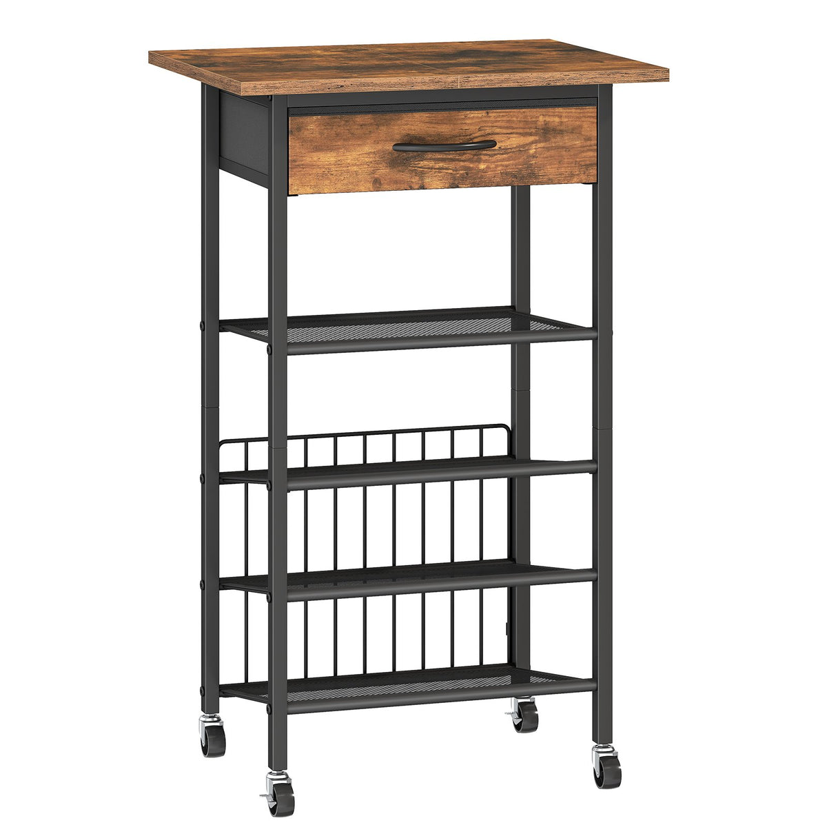 HOOBRO Mobile Printer Stand with Drawer, 4-Tier Rolling Office Storage Cart