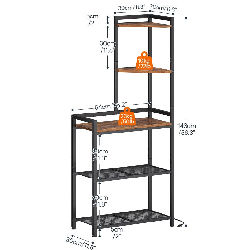 HOOBRO 5-Tier Corner Shelf Stand, Corner Shelf with LED Light, Corner Table with Bookshelf, Tall Storage Organizer Display Rack, for Small Spaces, Living Room, Office, Entryway
