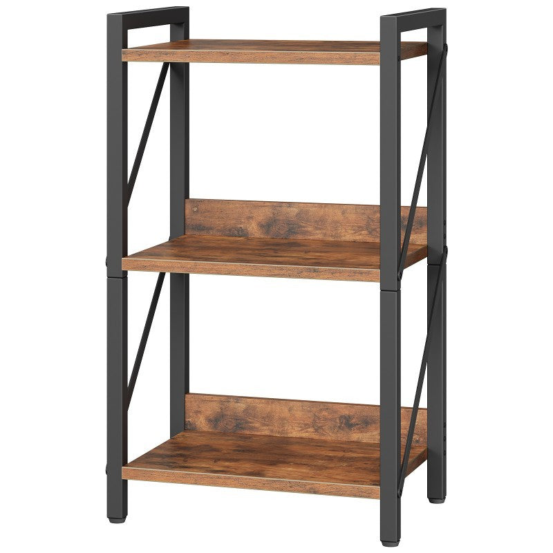 HOOBRO Bookshelf, 3-Tier Industrial Bookcase, Book Shelf Storage Organizer, Small Bookshelf with Metal Frame for Living Room, Bedroom, Home Office, Kitchen