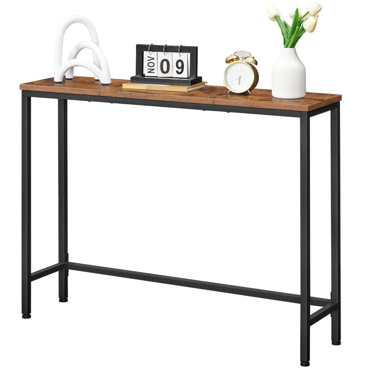 HOOBRO Console Table, Sofa Table with Support Bar, Hallway Entrance Table for Living Room, Entryway, Corridor, Sturdy, Easy Assembly, Wood Look Accent Table