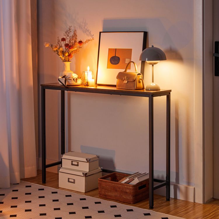 HOOBRO Console Table, Sofa Table with Support Bar, Hallway Entrance Table for Living Room, Entryway, Corridor, Sturdy, Easy Assembly, Wood Look Accent Table