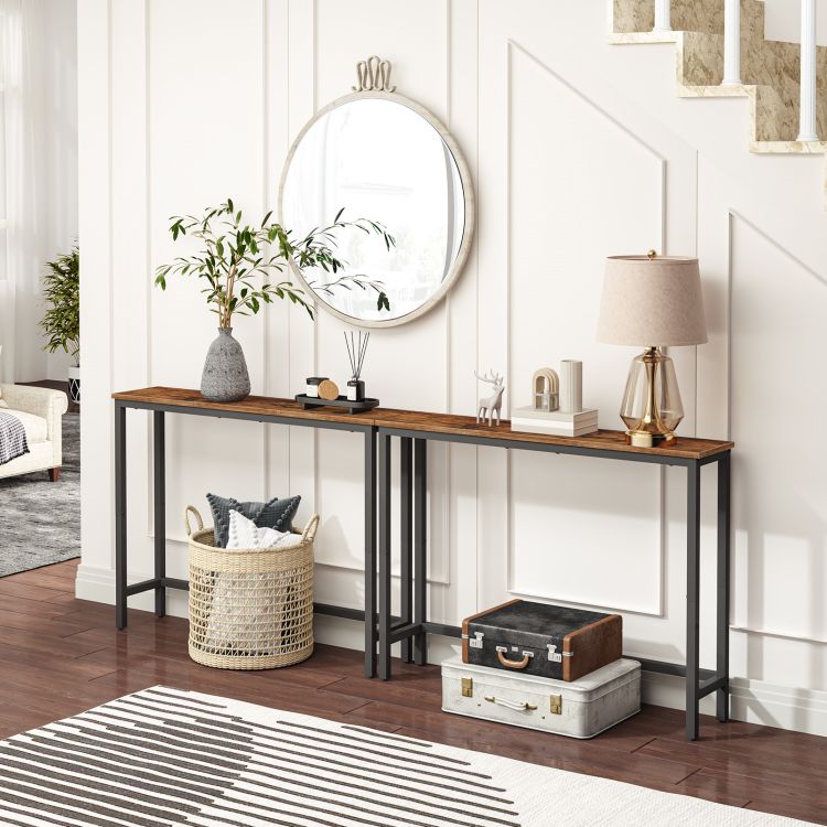 HOOBRO Console Table, Sofa Table with Support Bar, Hallway Entrance Table for Living Room, Entryway, Corridor, Sturdy, Easy Assembly, Wood Look Accent Table